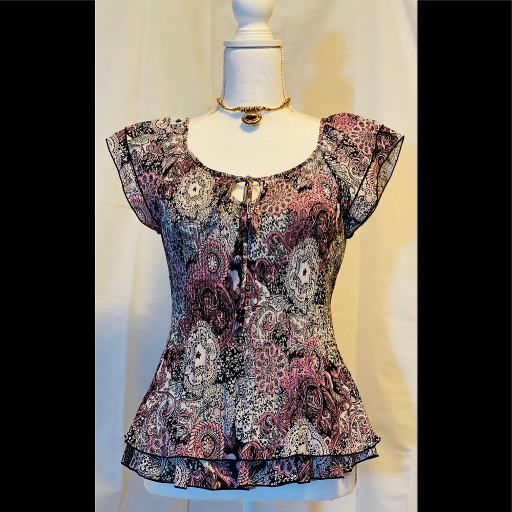 Dress barn ruffle two tiered short sleeve …